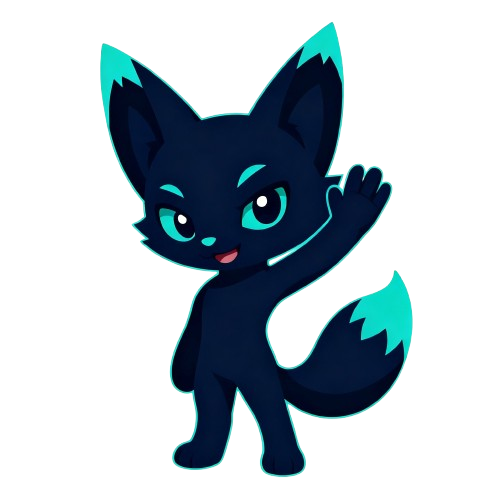 Mascota de Foxii Dev saludando